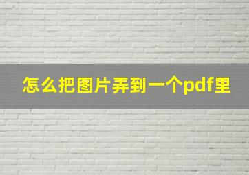 怎么把图片弄到一个pdf里