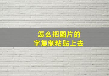 怎么把图片的字复制粘贴上去