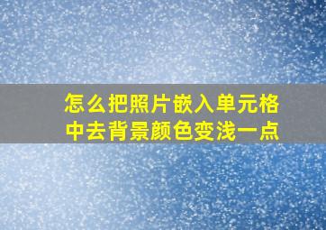 怎么把照片嵌入单元格中去背景颜色变浅一点