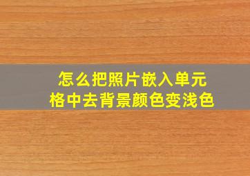 怎么把照片嵌入单元格中去背景颜色变浅色