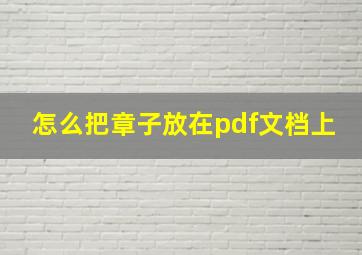 怎么把章子放在pdf文档上