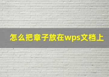 怎么把章子放在wps文档上