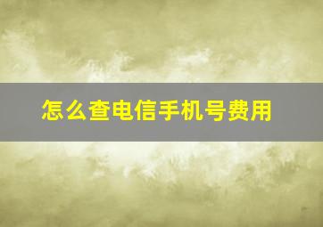 怎么查电信手机号费用