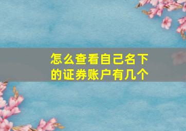 怎么查看自己名下的证券账户有几个