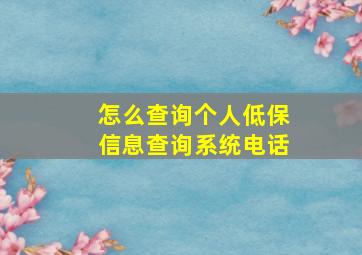 怎么查询个人低保信息查询系统电话