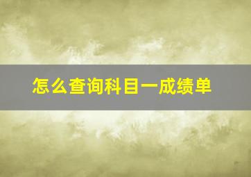 怎么查询科目一成绩单