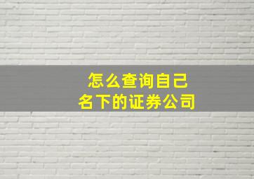 怎么查询自己名下的证券公司