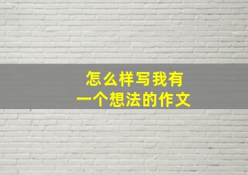 怎么样写我有一个想法的作文