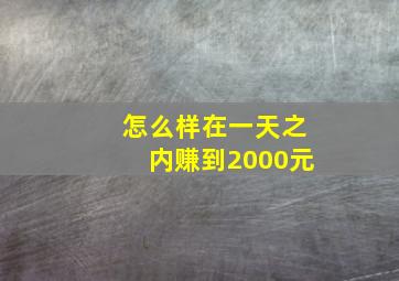 怎么样在一天之内赚到2000元