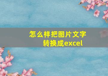 怎么样把图片文字转换成excel