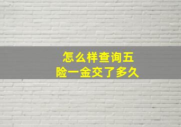 怎么样查询五险一金交了多久