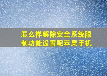 怎么样解除安全系统限制功能设置呢苹果手机