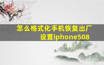 怎么格式化手机恢复出厂设置iphone508