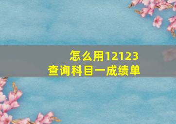 怎么用12123查询科目一成绩单