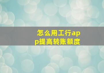 怎么用工行app提高转账额度