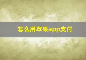 怎么用苹果app支付