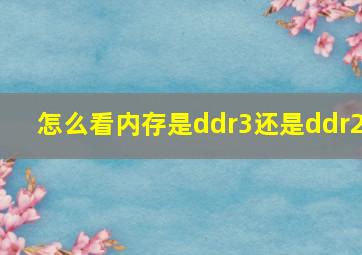 怎么看内存是ddr3还是ddr2