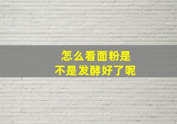 怎么看面粉是不是发酵好了呢