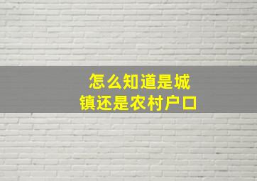 怎么知道是城镇还是农村户口