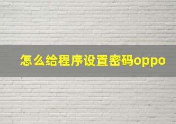 怎么给程序设置密码oppo