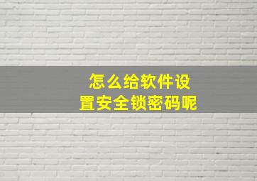 怎么给软件设置安全锁密码呢