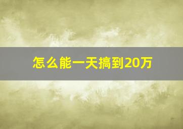 怎么能一天搞到20万