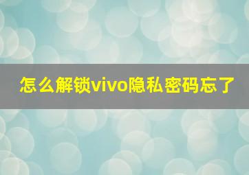 怎么解锁vivo隐私密码忘了