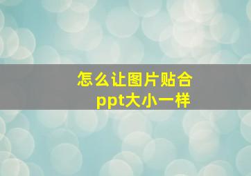 怎么让图片贴合ppt大小一样