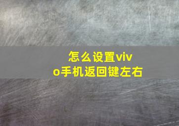 怎么设置vivo手机返回键左右