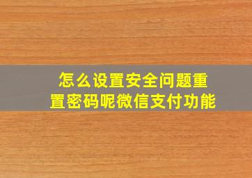 怎么设置安全问题重置密码呢微信支付功能