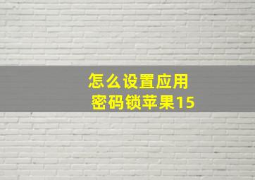 怎么设置应用密码锁苹果15