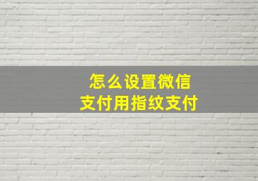 怎么设置微信支付用指纹支付