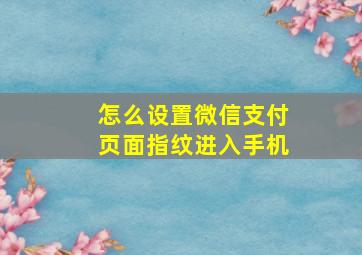 怎么设置微信支付页面指纹进入手机