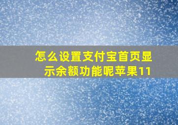 怎么设置支付宝首页显示余额功能呢苹果11