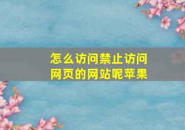 怎么访问禁止访问网页的网站呢苹果