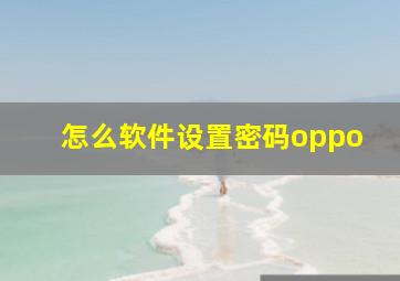 怎么软件设置密码oppo