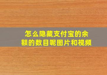 怎么隐藏支付宝的余额的数目呢图片和视频