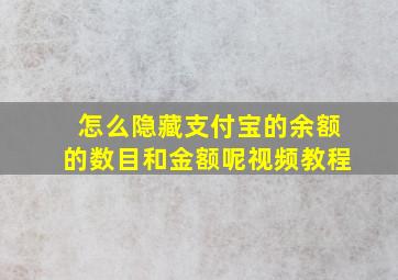 怎么隐藏支付宝的余额的数目和金额呢视频教程