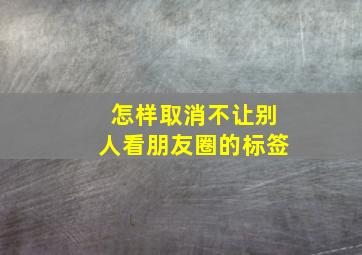 怎样取消不让别人看朋友圈的标签