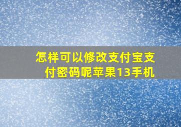 怎样可以修改支付宝支付密码呢苹果13手机