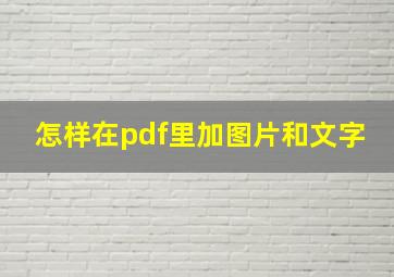 怎样在pdf里加图片和文字