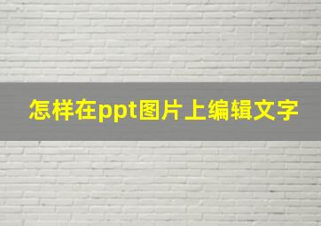 怎样在ppt图片上编辑文字