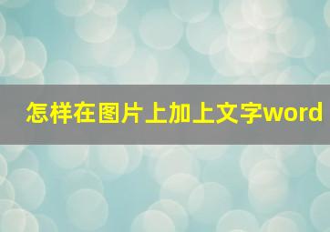 怎样在图片上加上文字word