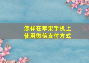 怎样在苹果手机上使用微信支付方式