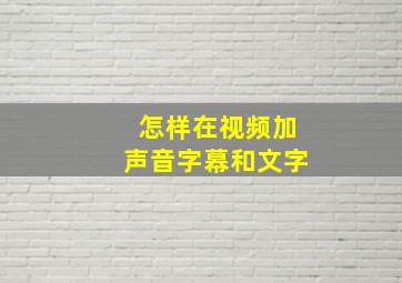 怎样在视频加声音字幕和文字