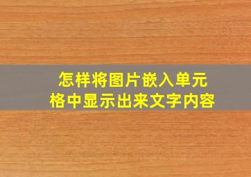 怎样将图片嵌入单元格中显示出来文字内容