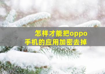 怎样才能把oppo手机的应用加密去掉