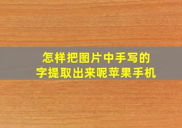 怎样把图片中手写的字提取出来呢苹果手机