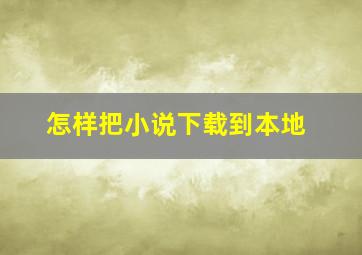 怎样把小说下载到本地