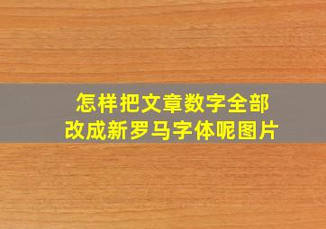 怎样把文章数字全部改成新罗马字体呢图片